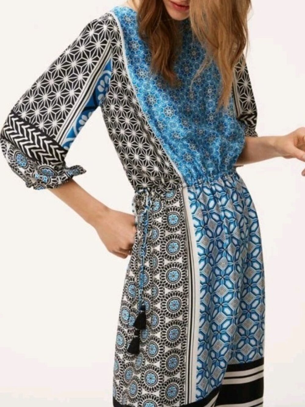 LOFT Mosaic Tassel Boho Dress
